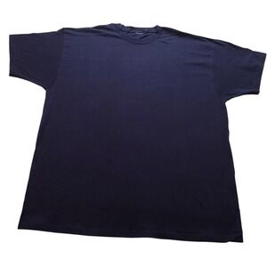 Men's Navy Blue Short Sleeve Crewneck T-Shirt Solid Basic Tee Size 2XL Cotton
